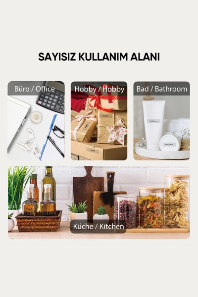 3'lü Termal Yazıcı Yapışkanlı Rulo Etiketi 180 Adet Renkli - 14 mm x 40 mm - Thumbnail